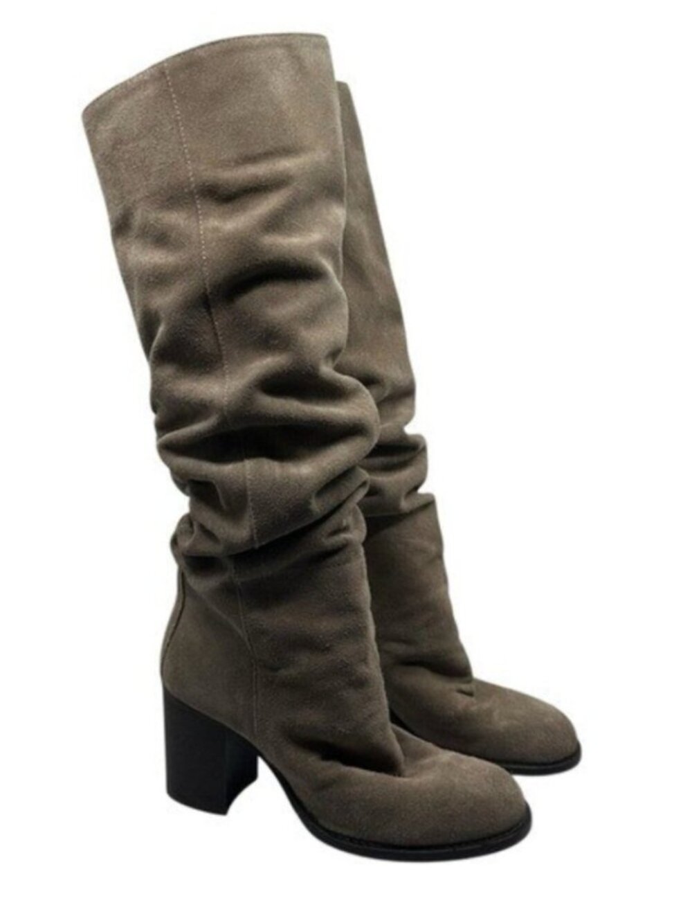 Free People Elle Suede Leather Beige Souchy Heeled Knee High Boots
